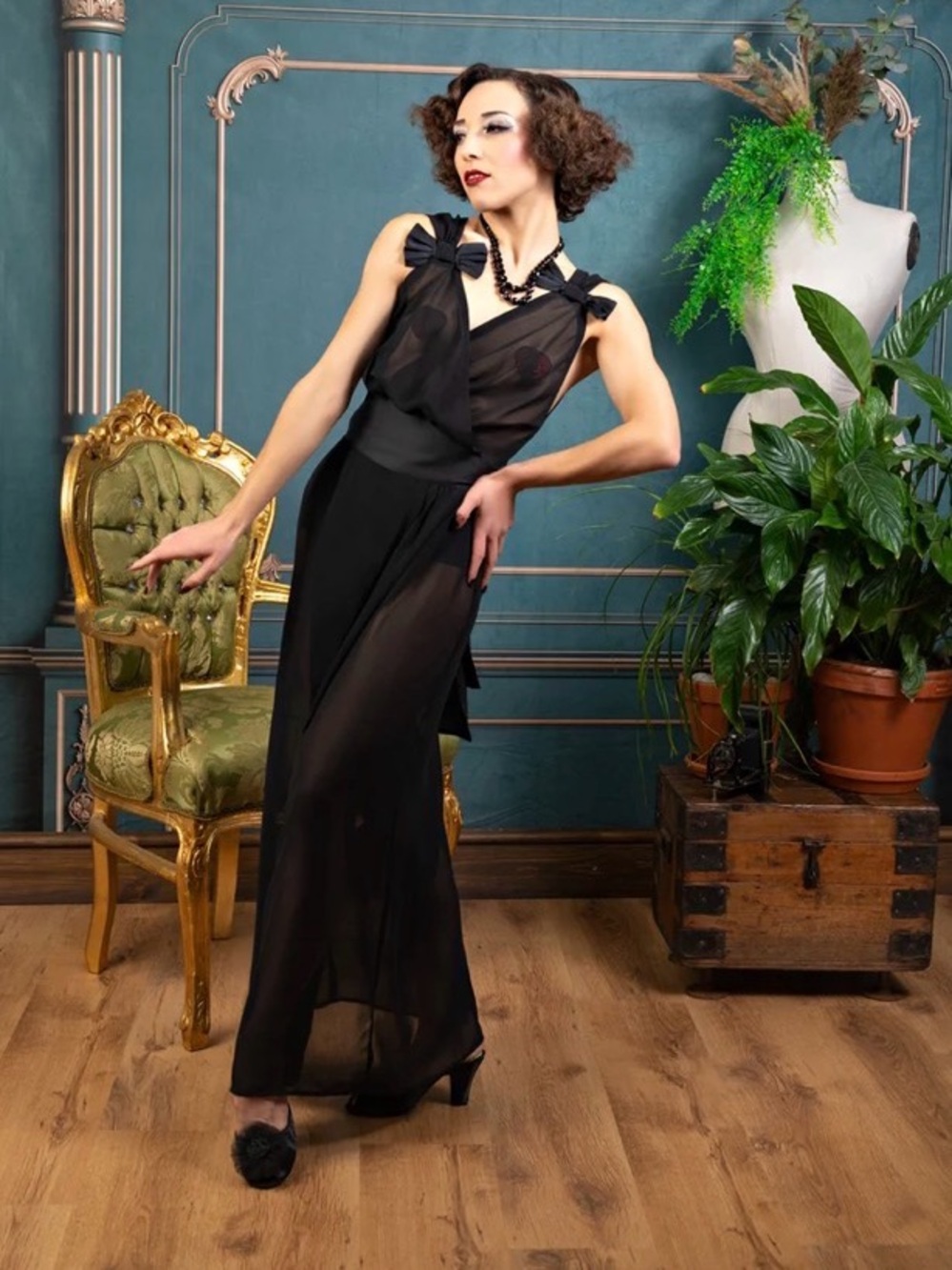 What Katie Did 1930’s Style Myrium Black Sheer Nightie Size 8